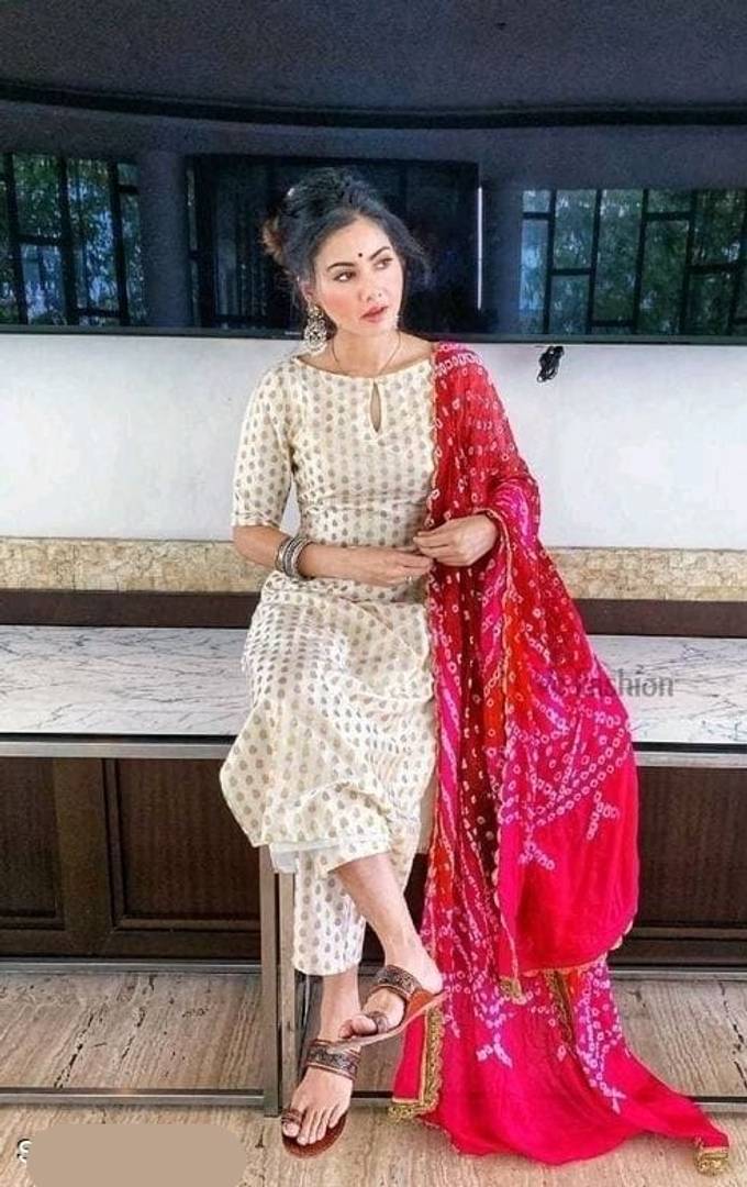 Trendy Beautiful Rayon Stitched Kurta, Bottom and Dupatta Set